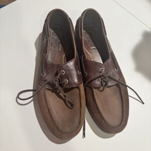Mens Orvis Waxed Brown Boat Shoes Size 13M Vintage